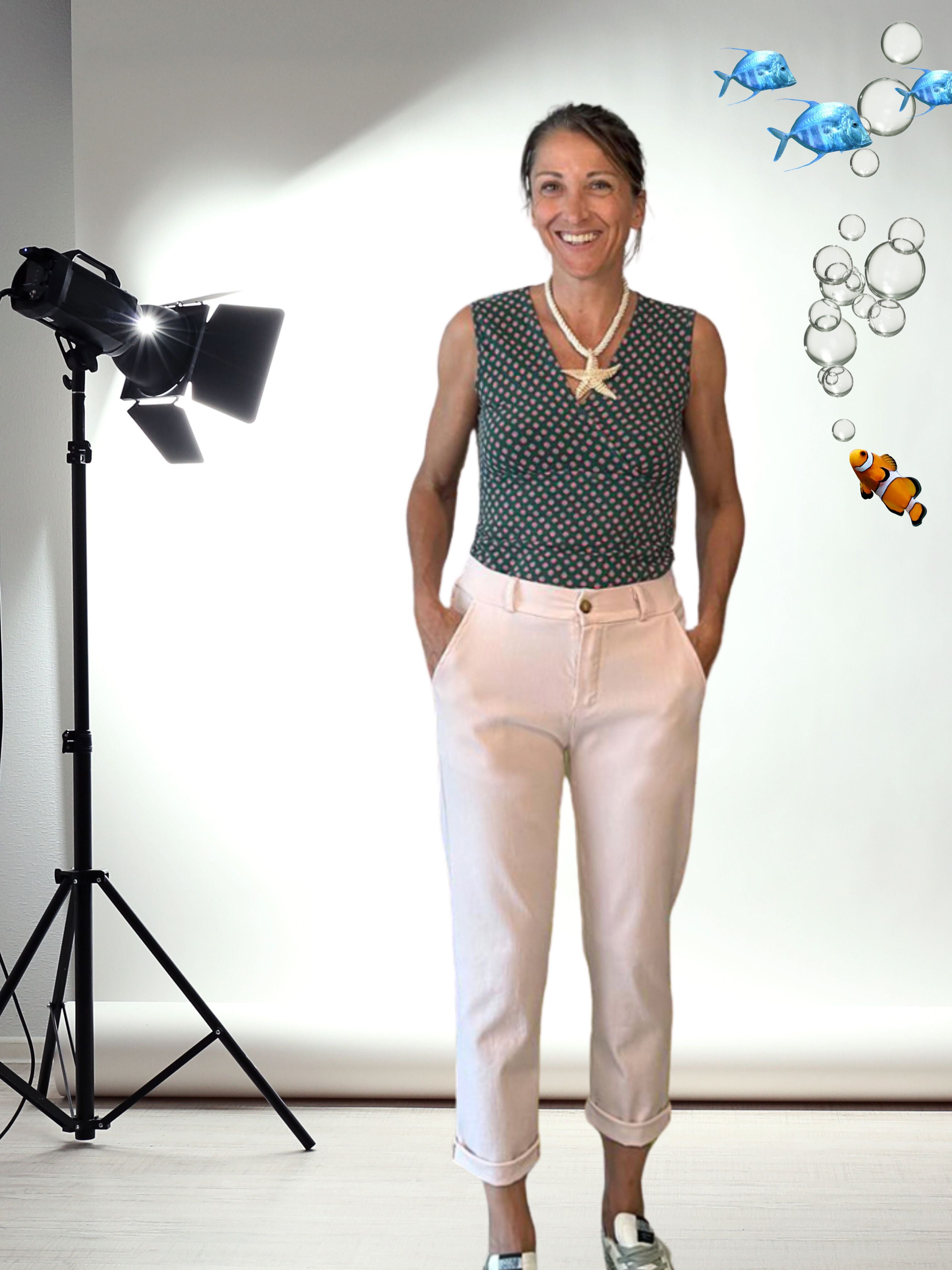 Pantalon chino rose poudré