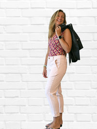 Pantalon chino rose poudré