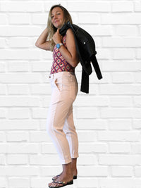 Pantalon chino rose poudré